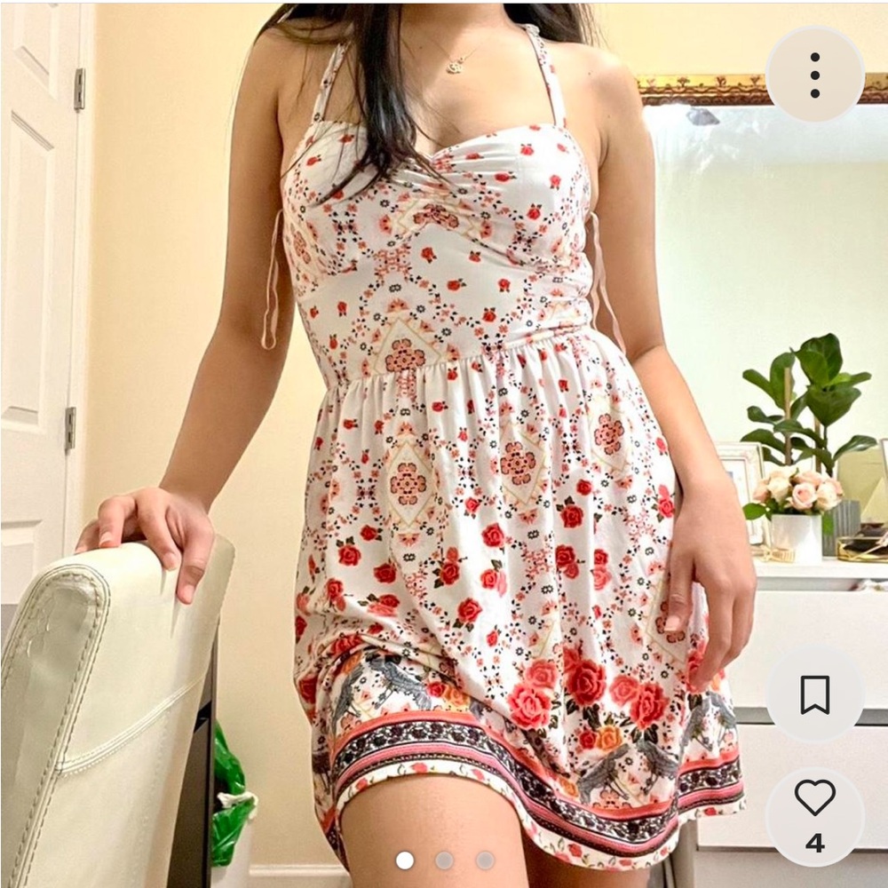 Padded floral print dress